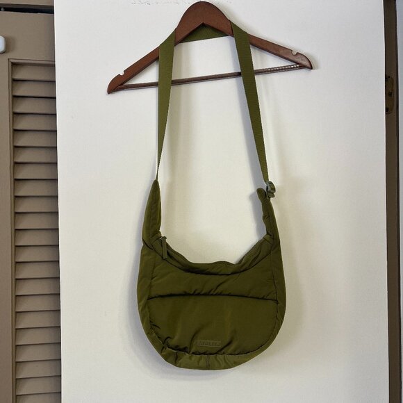 Athleta  All About Sheen Small Crossbody Hobo Bag in Picoline Olive - Picture 4 of 8